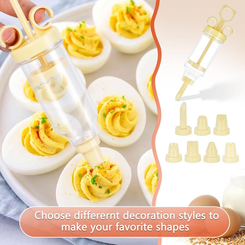 FACULX 3 Pack Deviled Egg Containers with Lid and 8 Pcs Deviled Egg Injector Piping Tool, Egg Organizer for Refrigerator, Fridge Stackable Countertop Portable Egg Platter (transparent-3 packs) - Image 3